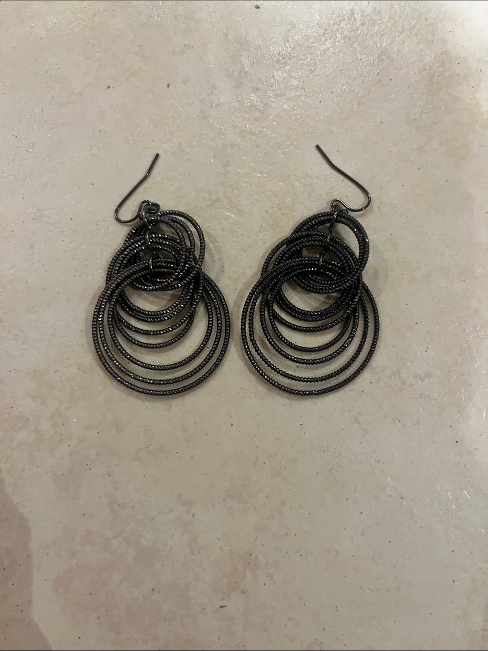 Lia Sophia Black Multi-Hoop Drop Earrings